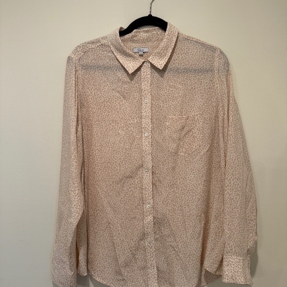 Rails Kate Silk Blouse White Cheetah Size Large - Picture 1 of 6